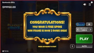Tampilan visual slot Banknote Blitz dengan tema brankas bank mewah