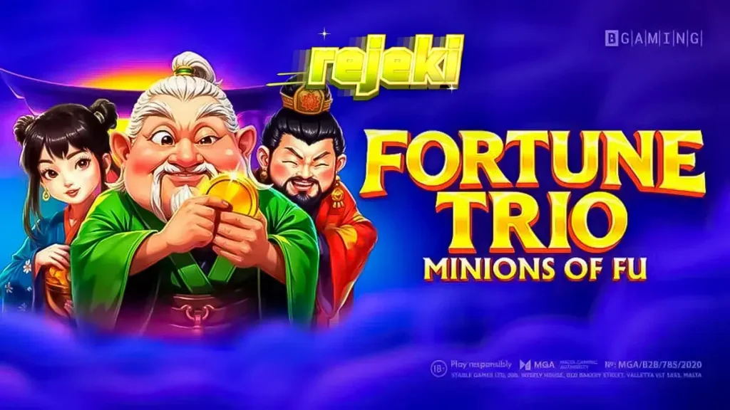 Tampilan visual slot Fortune Trio: Minions of Fu dengan tema Asia yang cerah